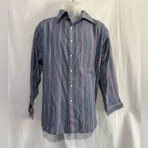 Arrow Bradstreet Men's Blue and Pink Striped Shirt - XL